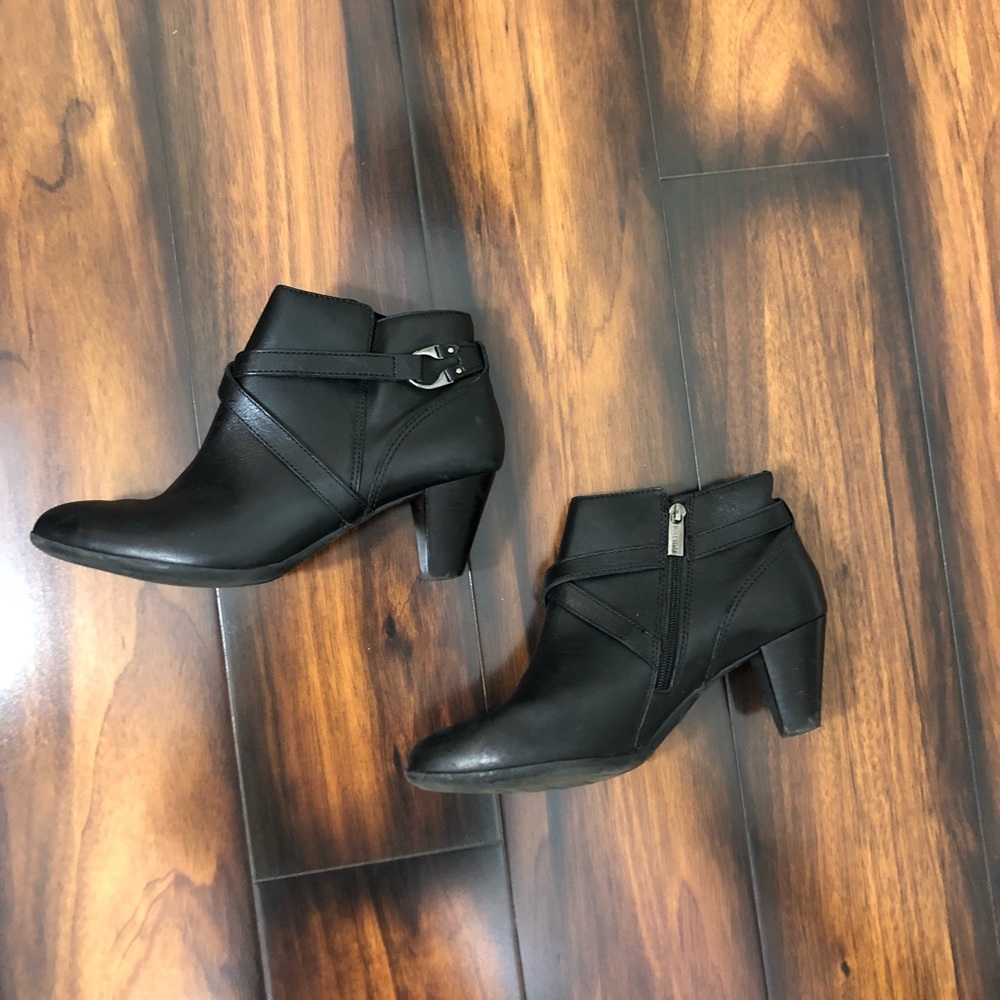 Black leather booties